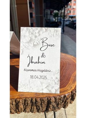 Söz, Kına, Nişan, Düğün Bükmeli Masa Kartı 8x24 cm 25 Adet