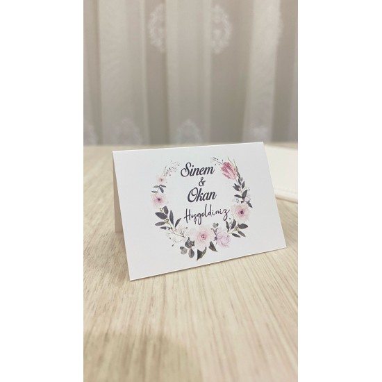 Söz, Kına, Nişan, Düğün Bükmeli Masa Kartı 8x10 cm 25 Adet