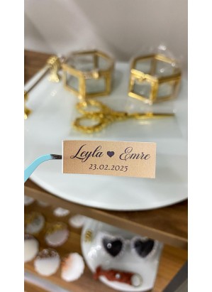 Söz, Kına, Nişan, Düğün Süsleme Kartı 2x5 cm Kraft Renk - 50 Adet