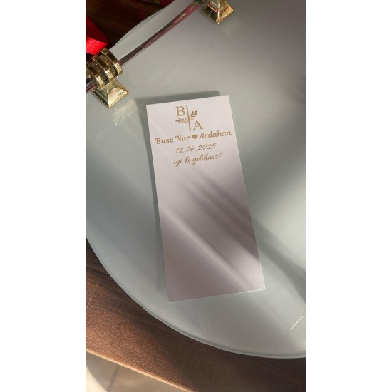 Toka, Mum Kartı ve Masa Kartı Gold Yazılı 5x12 cm 105 Adet