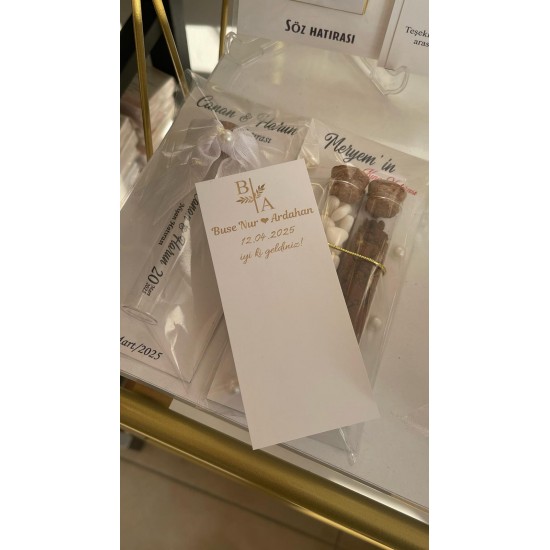 Toka, Mum Kartı ve Masa Kartı Gold Yazılı 5x12 cm 105 Adet