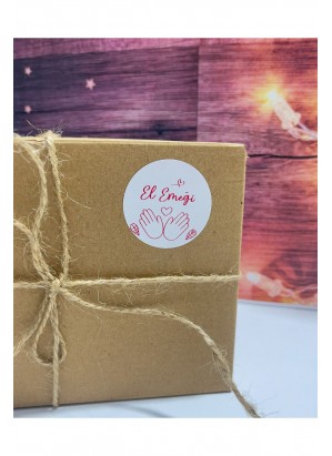 El Emeği Yazılı El Simgeli Yuvarlak Yapışkanlı Etiket 5x5 cm 100 Adet