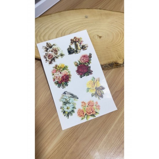 Çiçekler Set a5 Boyutunda 2 Sayfa Toplam 14 Adet Sticker