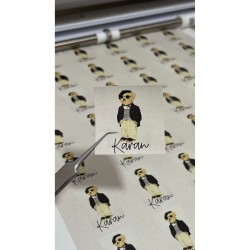 Yenidoğan Çikolata Etiketi 4x4 Cm 108 Adet Beyaz Takımlı Köpecik -