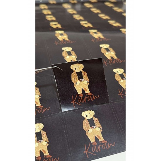 Yenidoğan Çikolata Etiketi Siyah Takımlı Köpecik 4x4 cm 108 Adet