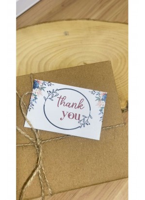 E-Ticaret Teşekkür Kartı Çiçekli Yazılı 5x8 cm 100 Adet