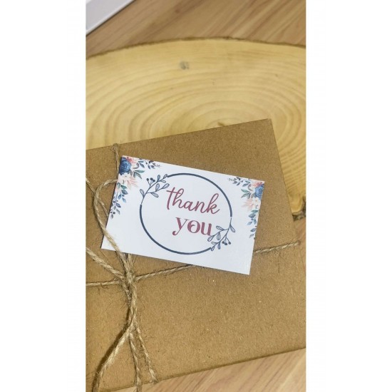 E-Ticaret Teşekkür Kartı Çiçekli Yazılı 5x8 cm 100 Adet