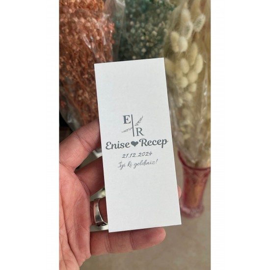 Nişan,nikah Masa Kartı Iyiki Geldiniz Yazılı 5x12 Cm 105 Adet -