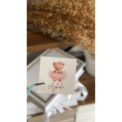 Pembe Ayıcıklı Yenidoğan Çikolata Etiketi 3,8x3,8 cm 54 Adet