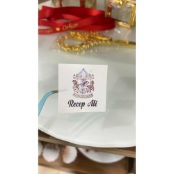 Yenidoğan Çikolata Etiketi Atlı Karıncalı 3,5x3,5 cm 70 Adet Kişiye Özel - ARLetikettasarım