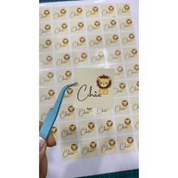 Yenidoğan Çikolata Etiketi Aslanlı 3,5x3,5 cm 70 Adet Kişiye Özel - ARLetikettasarım