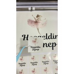 Yenidoğan Çikolata Etiketi Balerin Kızlı 3,5x3,5 cm 70 Adet Kişiye Özel - ARLetikettasarım