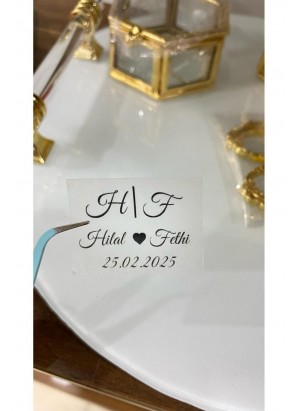 Şeffaf Etiket 4x2,5 cm 84 Adet Söz,kına,Nişan,Düğün - ARLetikettasarım