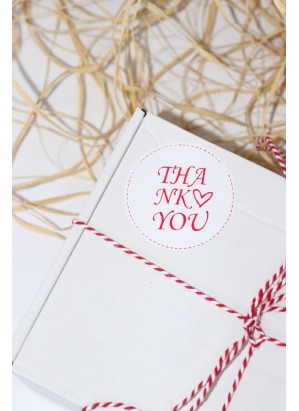 Thank You Yazılı Oval Beyaz 40 mm Yuvarlak Yapışkanlı Sticker Etiket 120 Adet