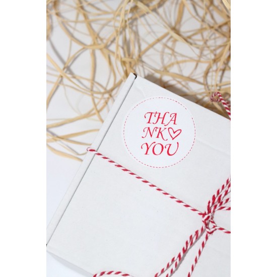 Thank You Yazılı Oval Beyaz 40 mm Yuvarlak Yapışkanlı Sticker Etiket 120 Adet