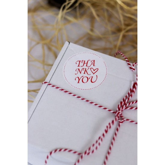Thank You Yazılı Oval Beyaz 40 mm Yuvarlak Yapışkanlı Sticker Etiket 120 Adet