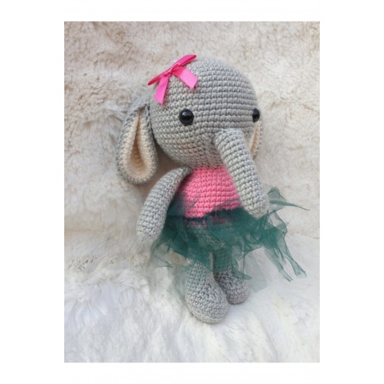 Gri Elbiseli Amigurumi  Fil 24 cm