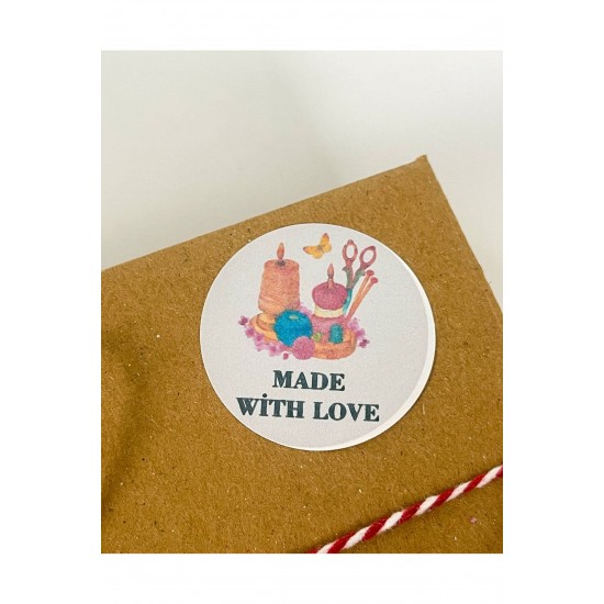Made With Love Yapışkanlı Sticker 4x4 Cm 96 Adet
