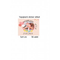 Hoşgeldin Bebek Yapışkanlı Sticker Etiket 5x4 Cm 30 Adet