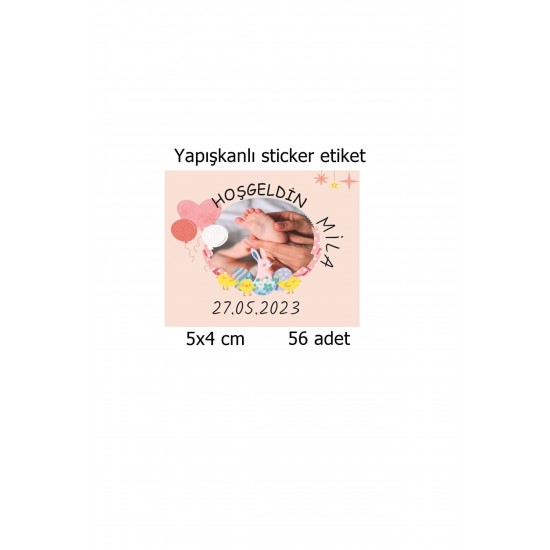 Hoşgeldin Bebek Yapışkanlı Sticker Etiket 5x4 Cm 30 Adet