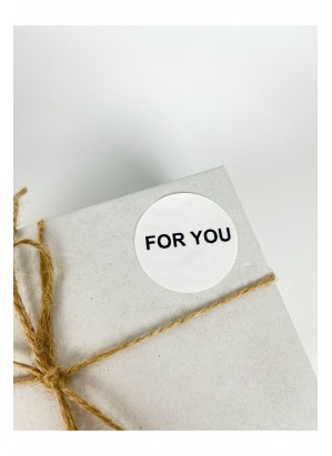 For You Siyah Yazılı 4 Cm Yuvarlak Yapışkanlı Sticker Etiket 120 Adet