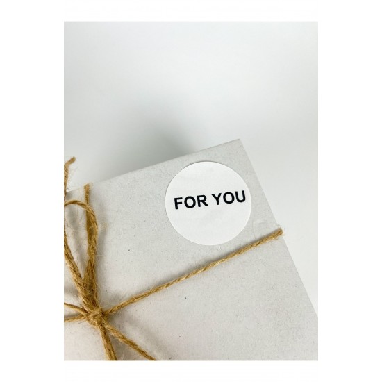 For You Siyah Yazılı 4 Cm Yuvarlak Yapışkanlı Sticker Etiket 120 Adet