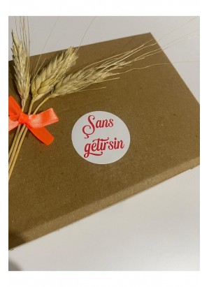 Şans Getirsin Kırmızı Kalın El Yazılı Yuvarlak Yapışkanlı Etiket 4x4 cm 120 adet