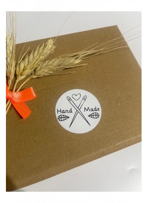 Handmade Çift Iğneli Siyah Yazı Yuvarlak Yapışkanlı Etiket 5x5 Cm 100 Adet