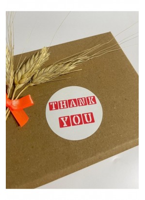 Thank You Beyaz Etiket Kırmızı Yazı Yuvarlak Yapışkanlı Etiket 5x5 cm 100 adet