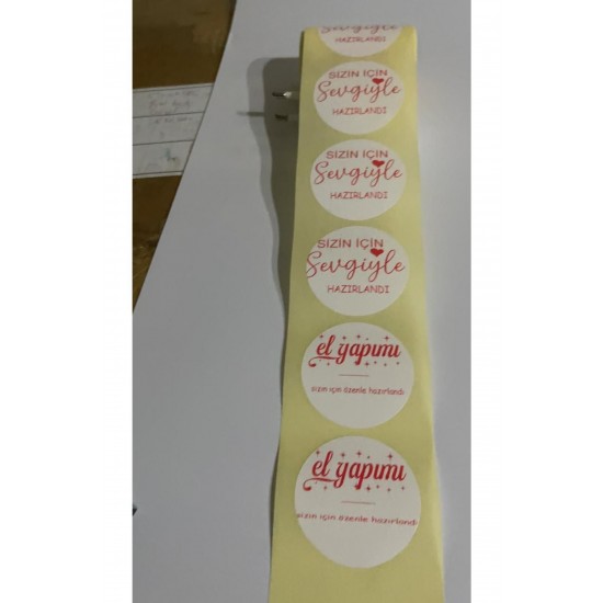 El Yapımı Yuvarlak Yapışkanlı Etiket 4x4 cm 120 adet