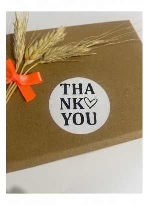 Thank You kenarı Kalpli Yuvarlak Yapışkanlı Etiket 5x5 cm 100 adet