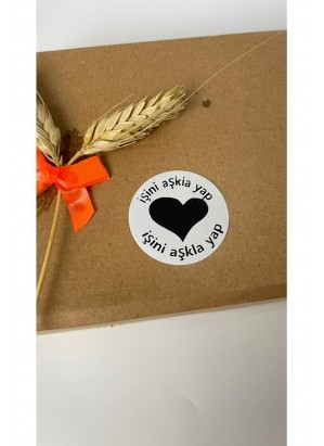 İşini Aşkla Yap Siyah Yazılı Yuvarlak Yapışkanlı Etiket 4x4 cm 120 adet