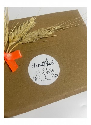 Handmade Çift el resimli Yuvarlak Yapışkanlı Etiket 5x5 cm 100 adet