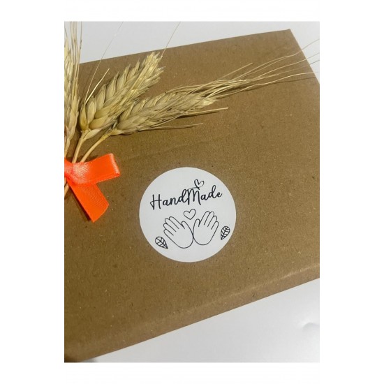 Handmade Çift el resimli Yuvarlak Yapışkanlı Etiket 5x5 cm 100 adet